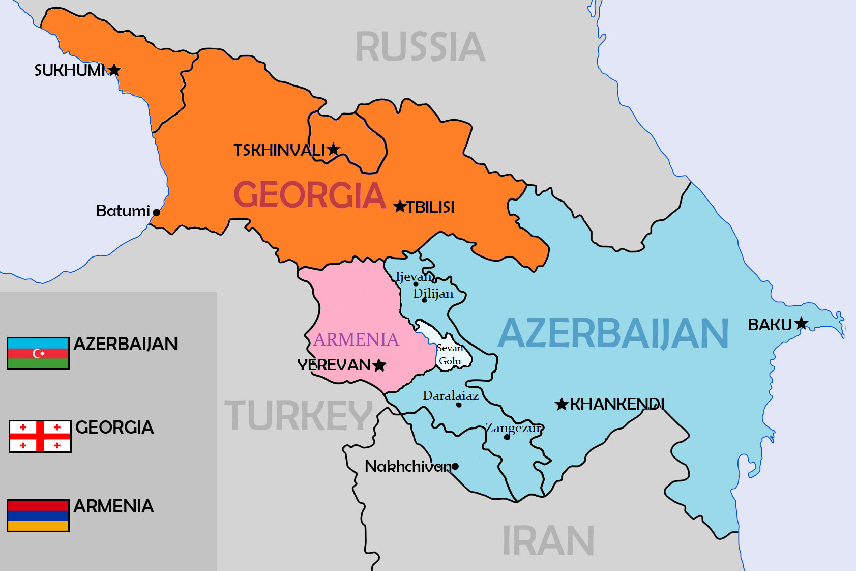 армения и азербайджан на карте мира
